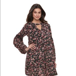 Nina Leonard Floral Balloon-Sleeve Shift Dress